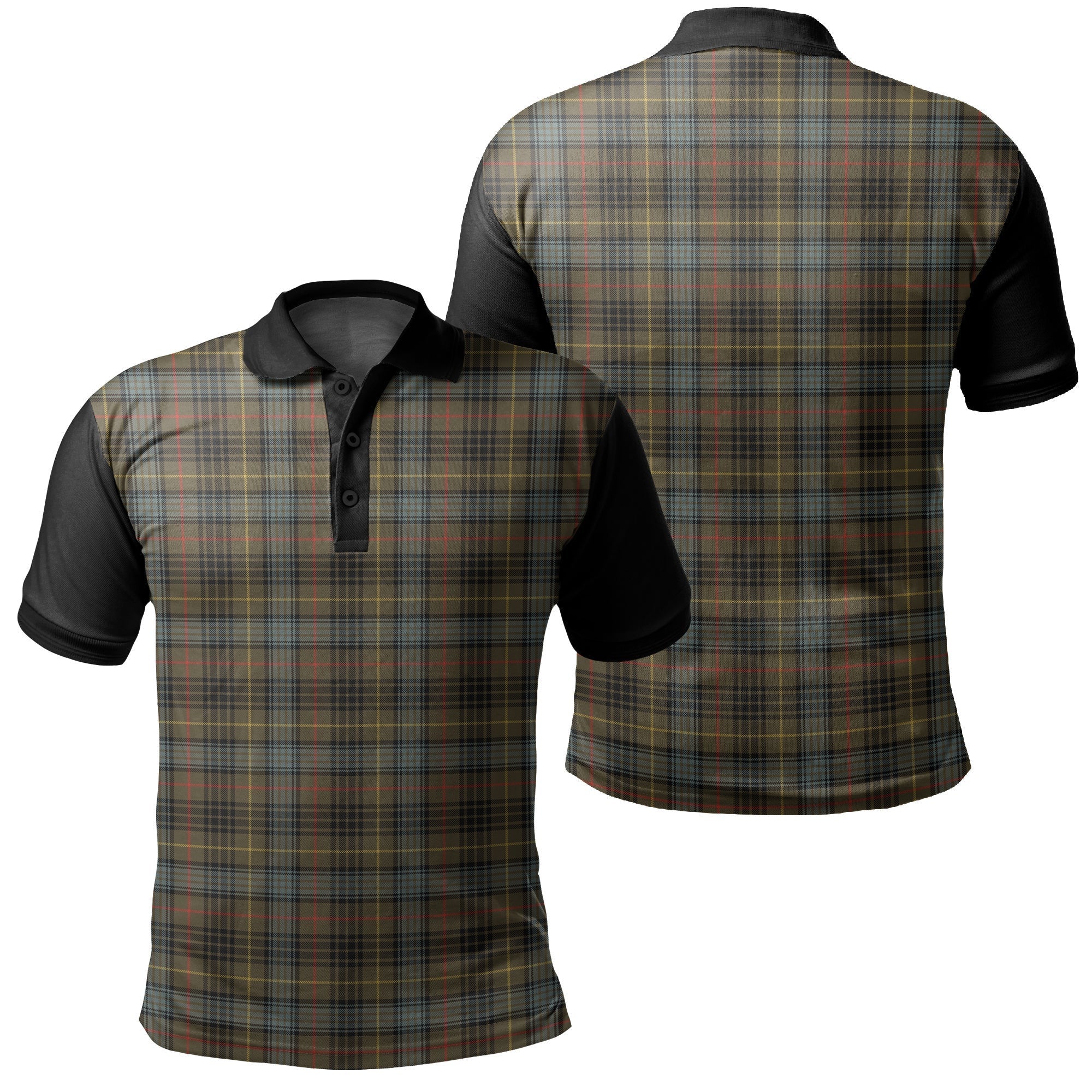 Stewart Hunting Weathered Tartan Classic Polo Shirt Black Neck Style