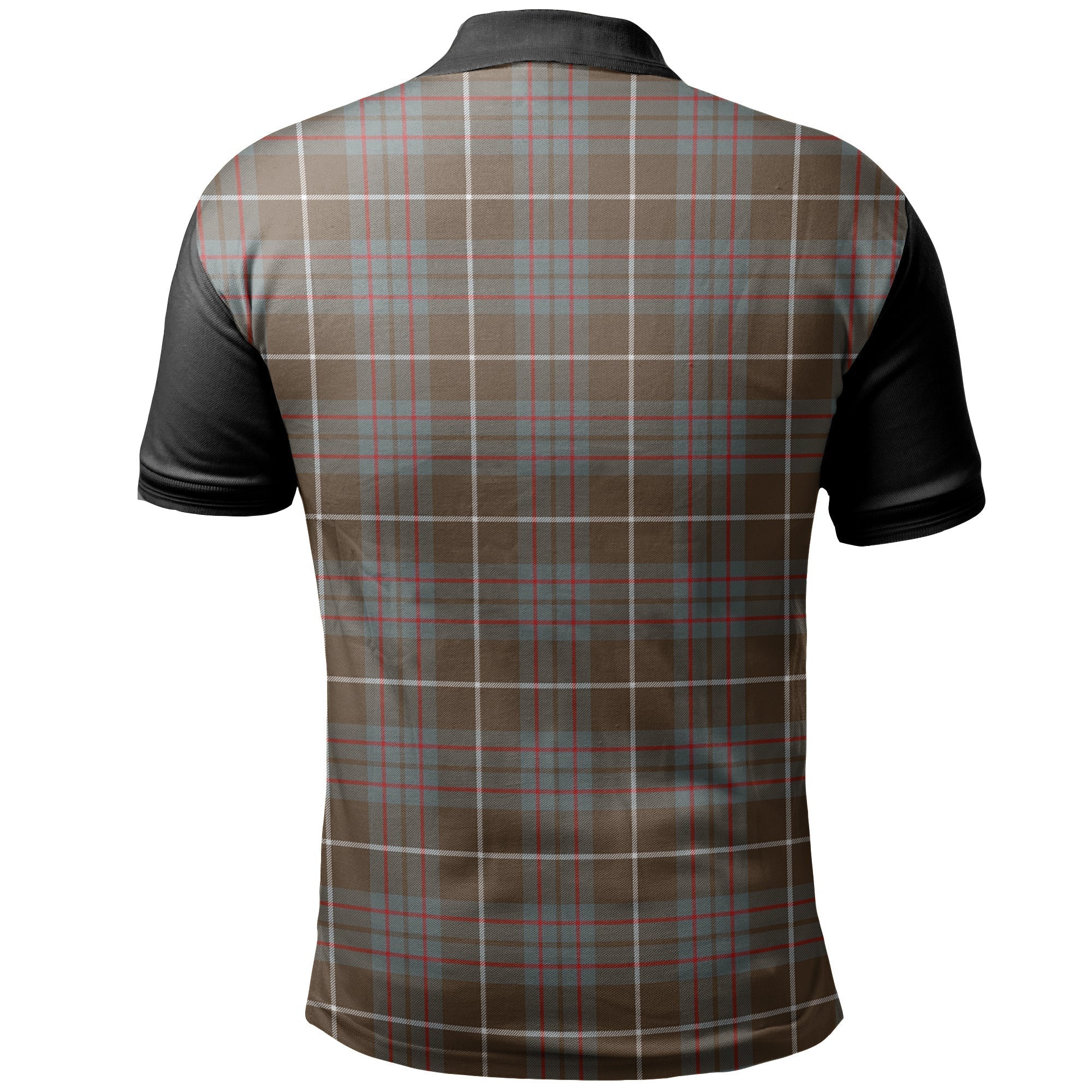 MacIntyre Hunting Weathered Tartan Crest Polo Shirt Black Neck Style