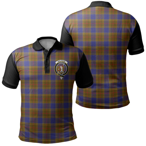 Balfour Modern Tartan Crest Polo Shirt Black Neck Style