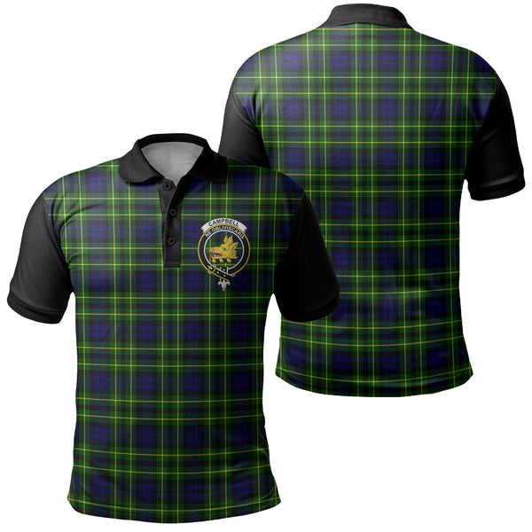 Campbell of Breadalbane Modern Tartan Crest Polo Shirt Black Neck Style