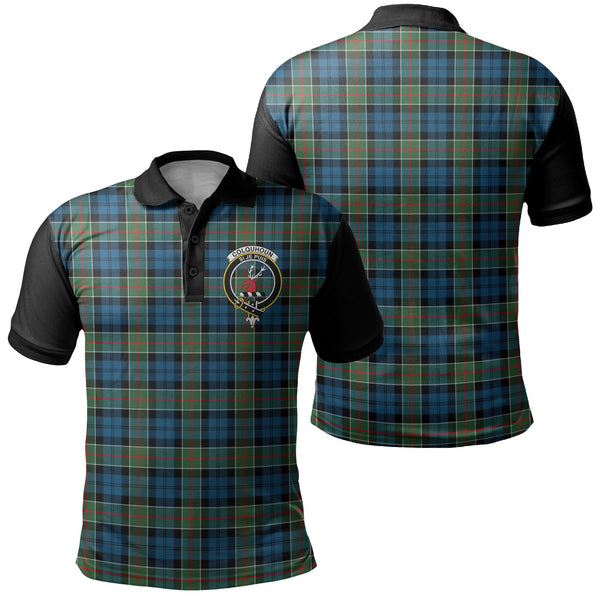 Colquhoun Ancient Tartan Crest Polo Shirt Black Neck Style