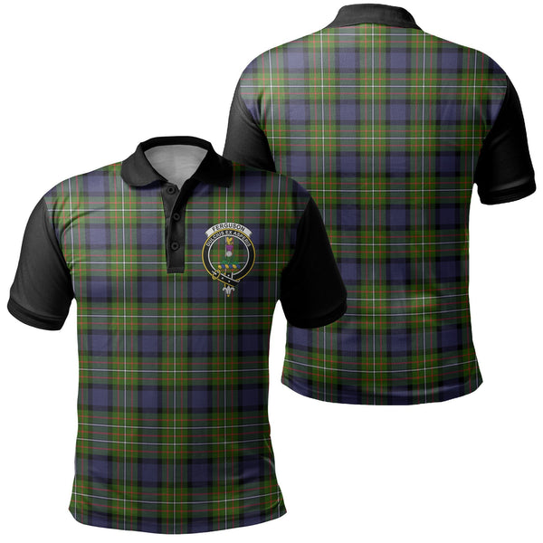 Fergusson Modern Tartan Crest Polo Shirt Black Neck Style