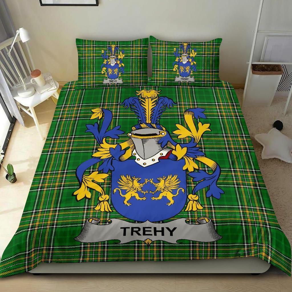 Trehy or O'Trehy Family Crest Ireland Bedding Set Irish National Tartan - Duvet Covers A7