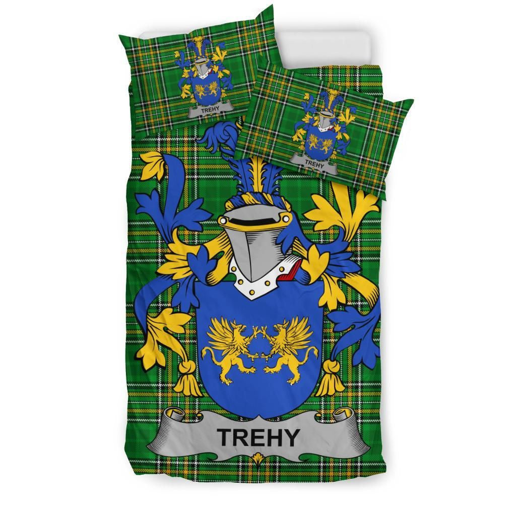 Trehy or O'Trehy Family Crest Ireland Bedding Set Irish National Tartan - Duvet Covers A7