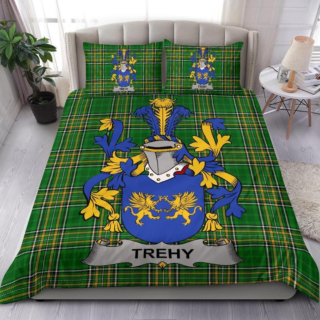 Trehy or O'Trehy Family Crest Ireland Bedding Set Irish National Tartan - Duvet Covers A7