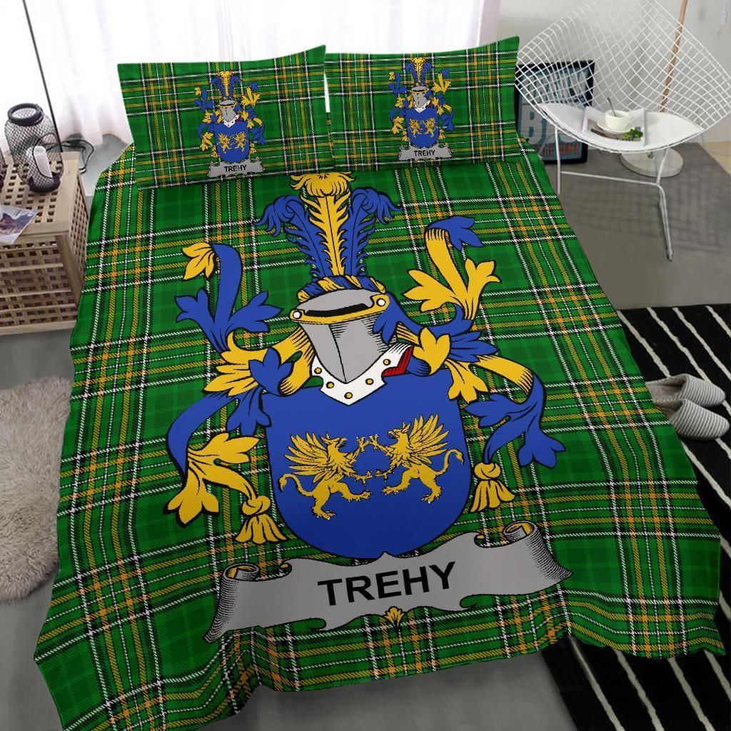 Trehy or O'Trehy Family Crest Ireland Bedding Set Irish National Tartan - Duvet Covers A7