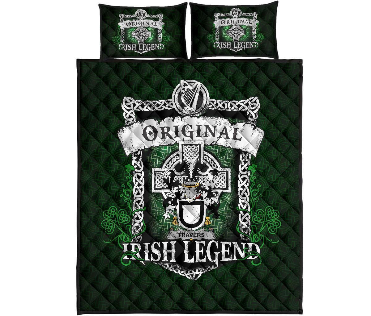 Travers Family Crest Ireland Quilt Bed Set Original Irish Legend