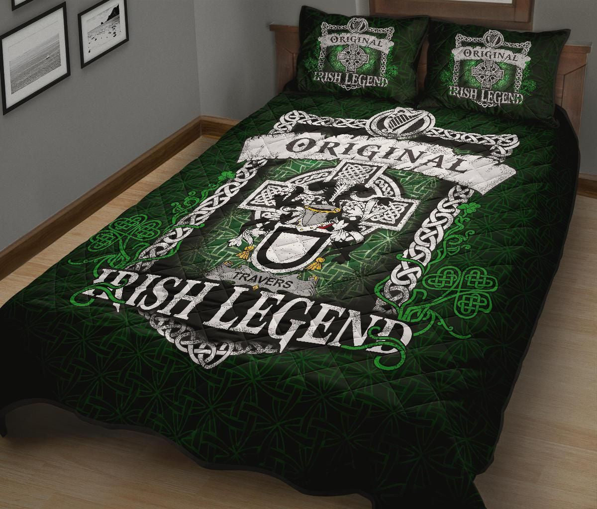 Travers Family Crest Ireland Quilt Bed Set Original Irish Legend