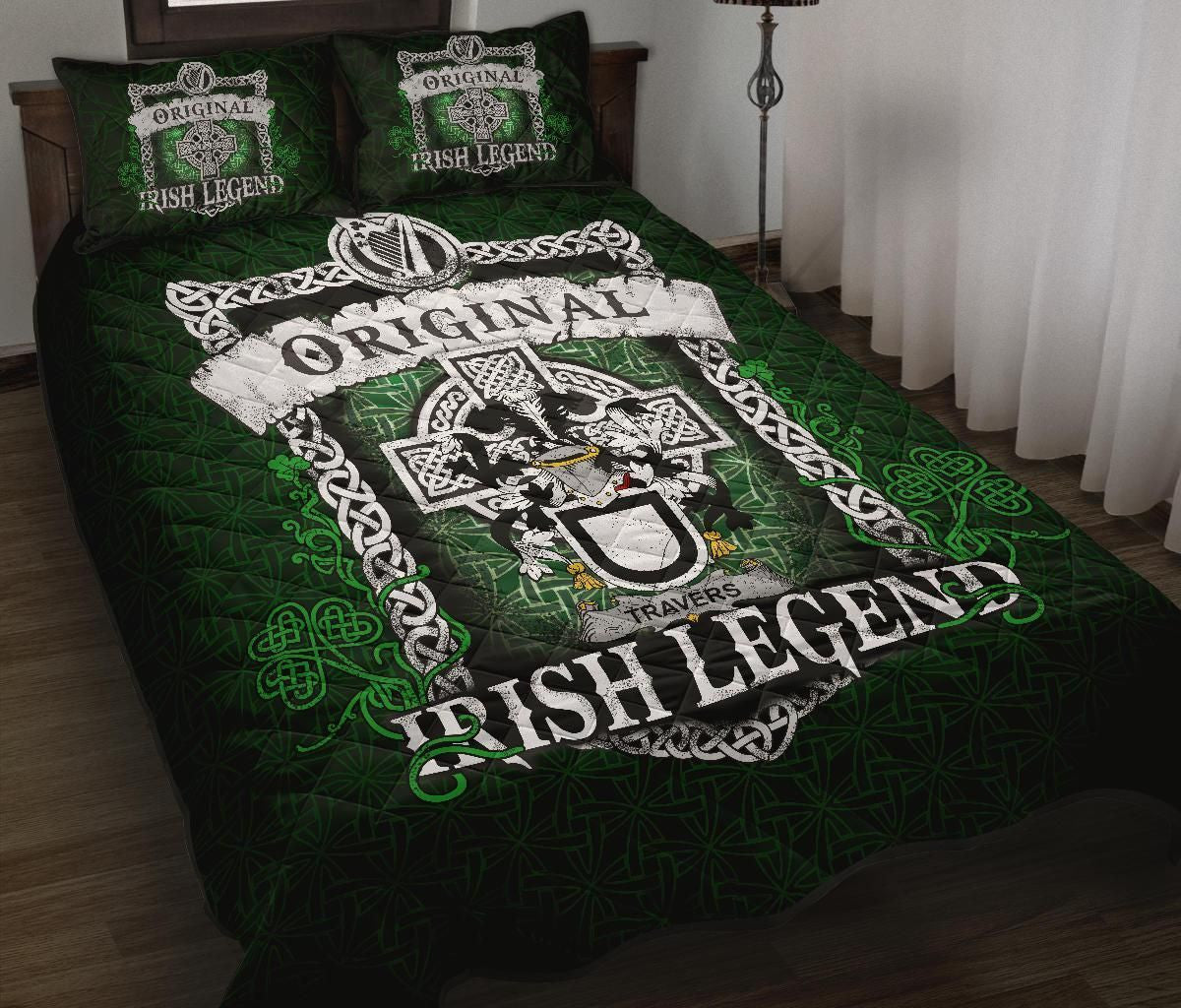 Travers Family Crest Ireland Quilt Bed Set Original Irish Legend