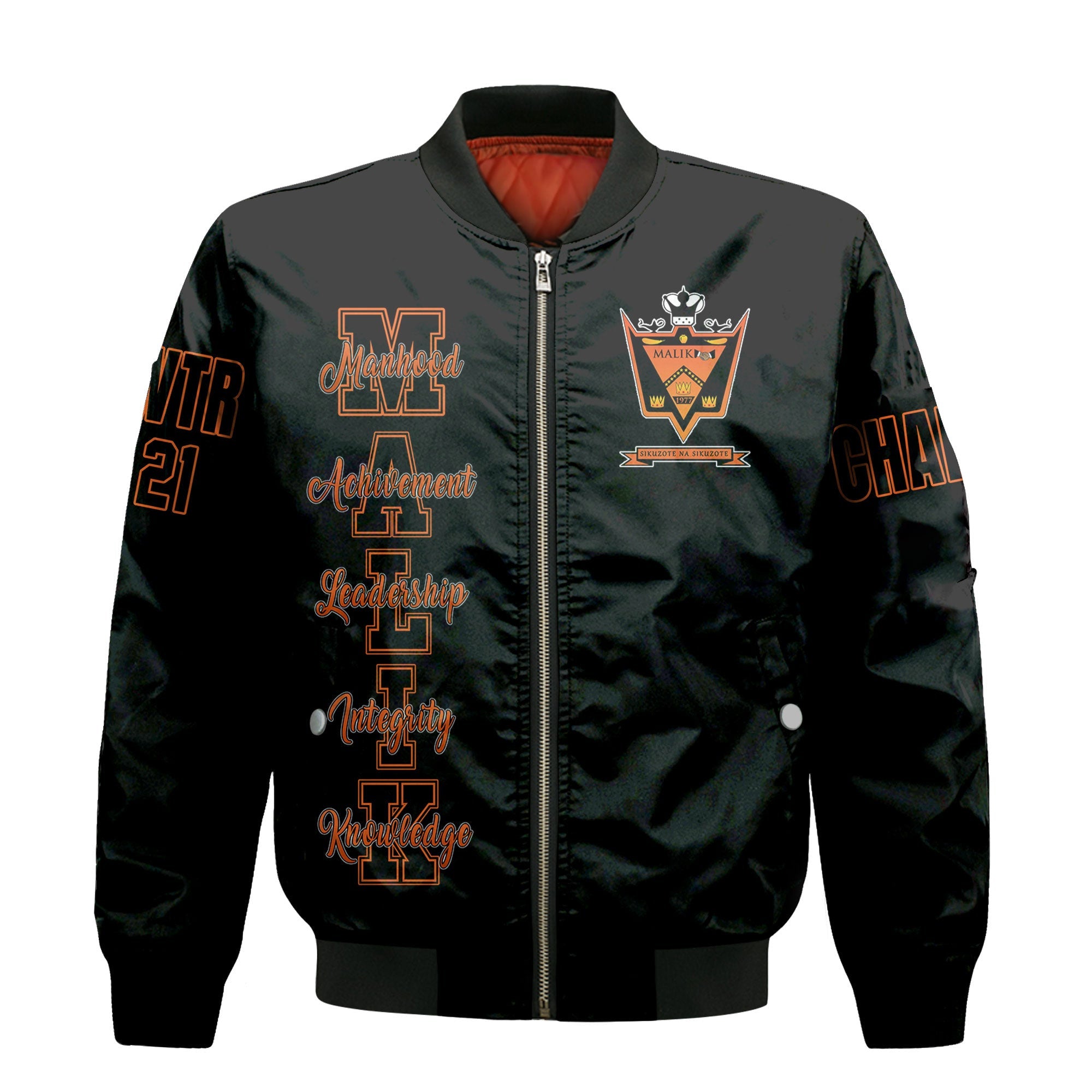 Bomber Jacket - (Custom) Malik Sigma Psi Sleeve Zip Bomber Jacket