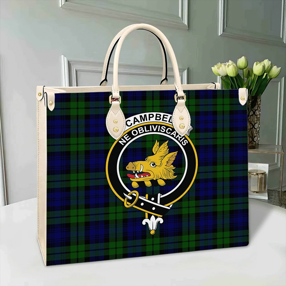 Campbell Modern Tartan Crest Leather Bag