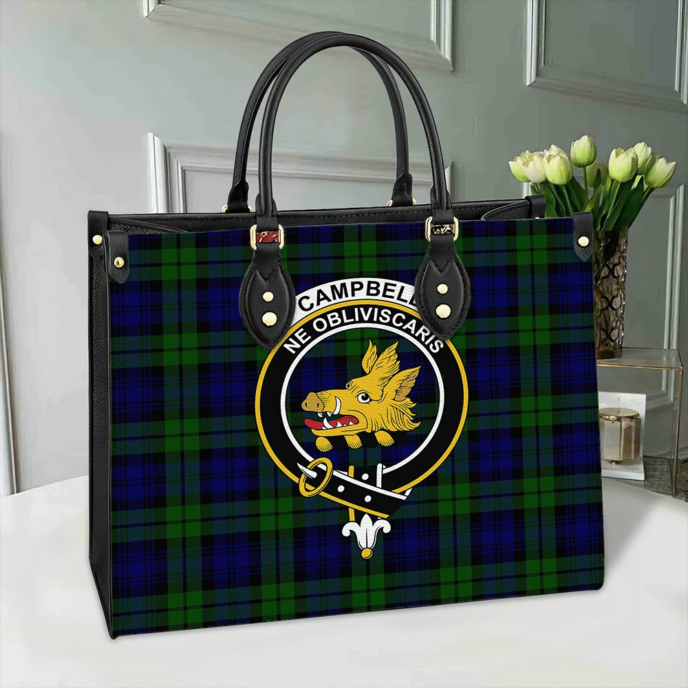 Campbell Modern Tartan Crest Leather Bag