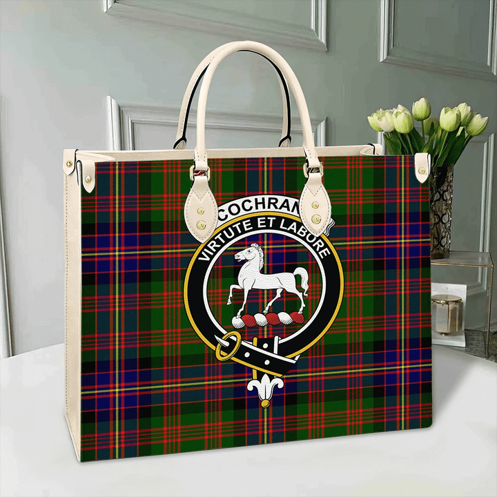 Cochrane Modern Tartan Crest Leather Bag