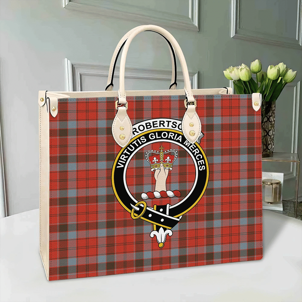 Robertson Weathered Tartan Crest Leather Bag