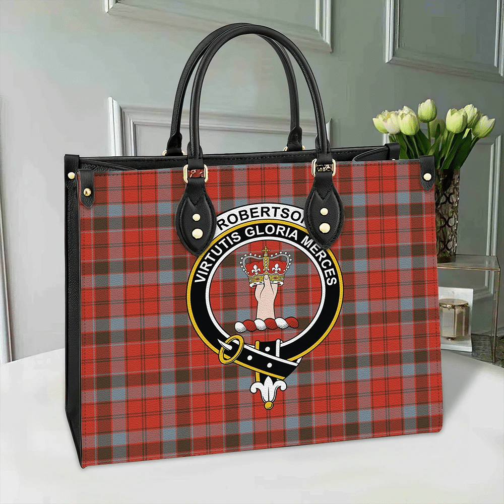 Robertson Weathered Tartan Crest Leather Bag