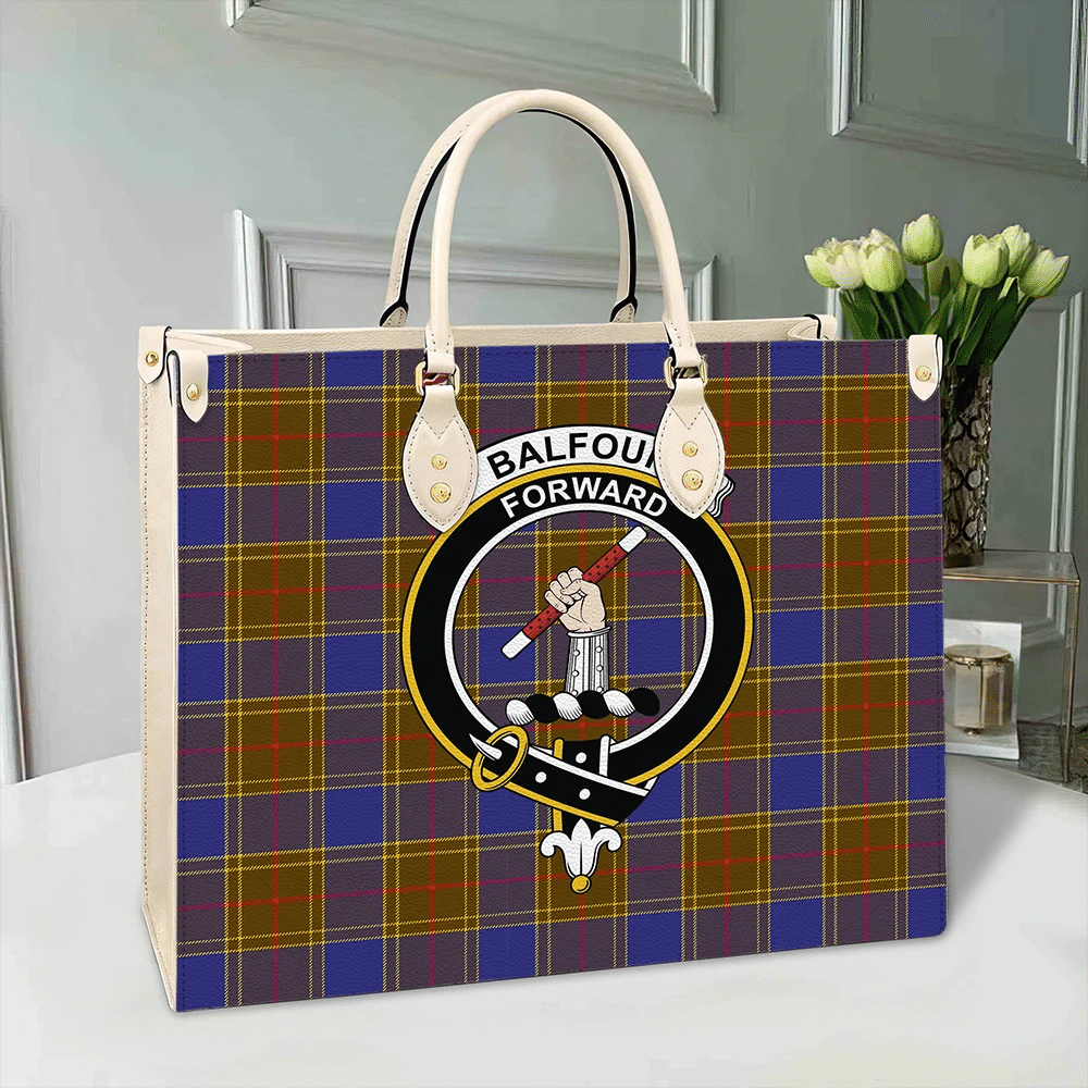 Balfour Modern Tartan Crest Leather Bag