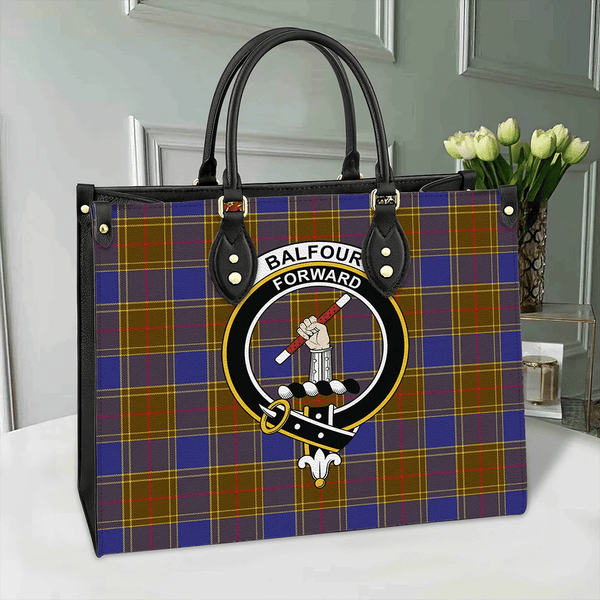 Balfour Modern Tartan Crest Leather Bag