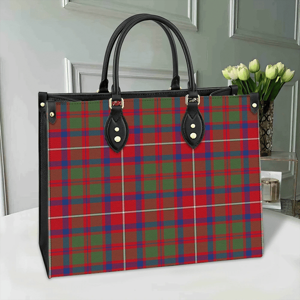 Shaw Red Modern Tartan Leather Bag