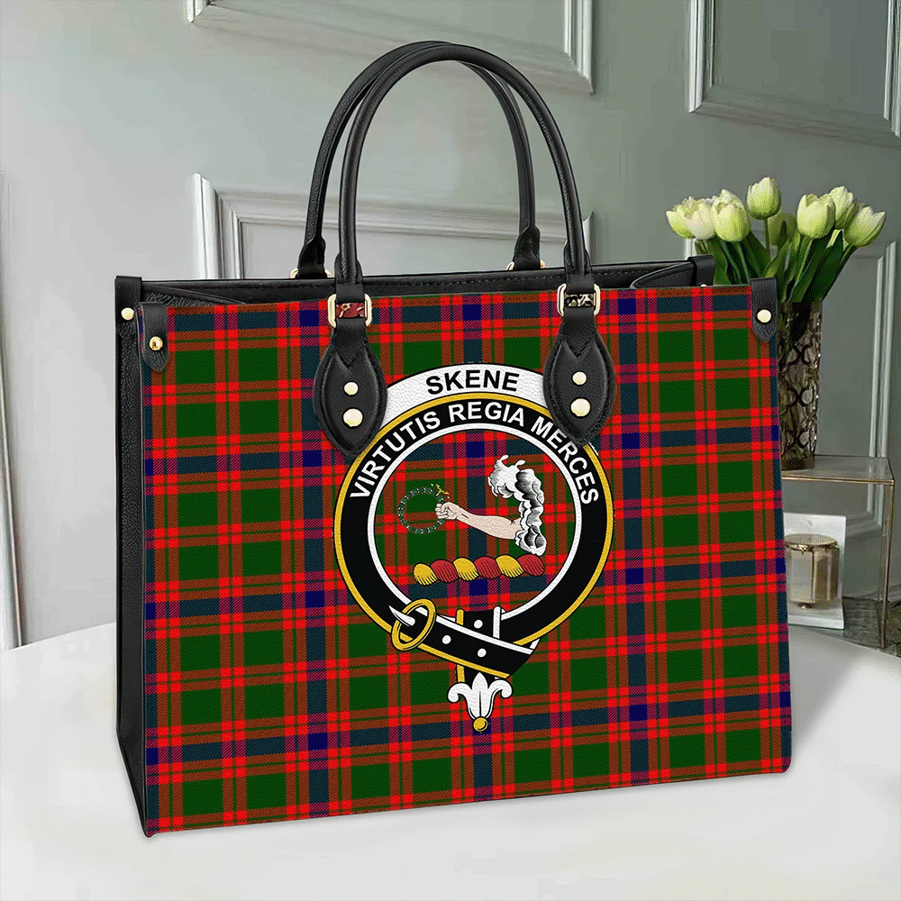 Skene Modern Tartan Crest Leather Bag