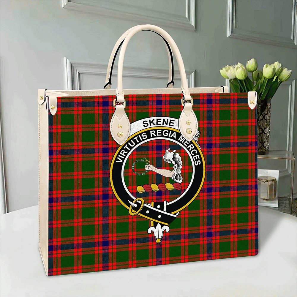 Skene Modern Tartan Crest Leather Bag