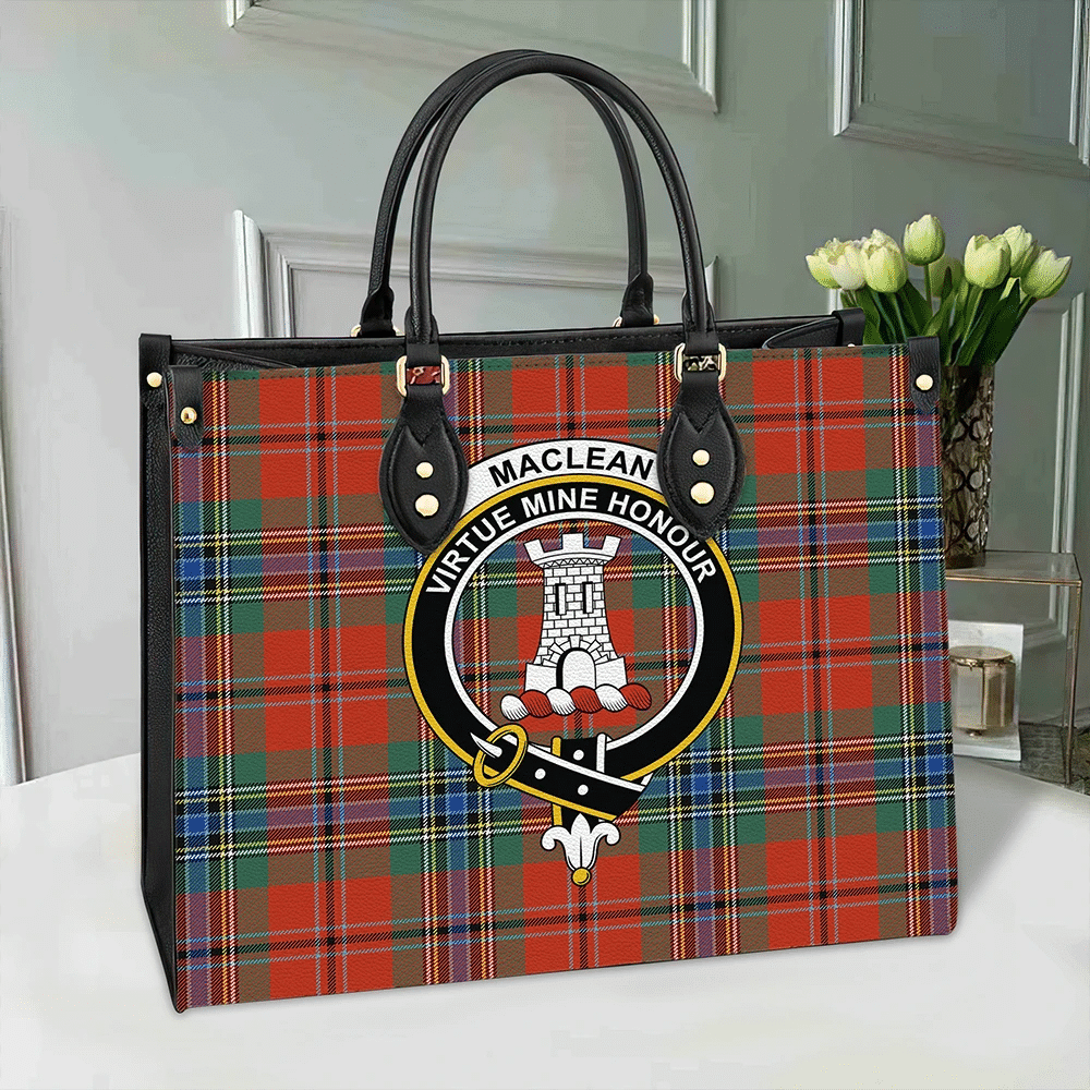 MacLean of Duart Ancient Tartan Crest Leather Bag