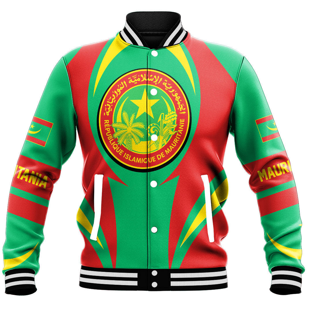 Africa Jacket - Mauritania Action Flag Baseball Jacket