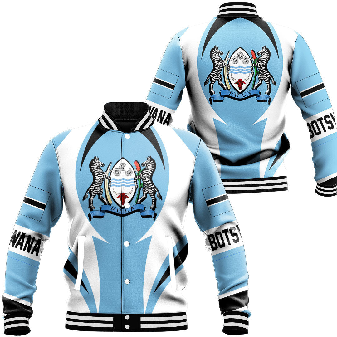 Africa Jacket - Botswana Action Flag Baseball Jacket