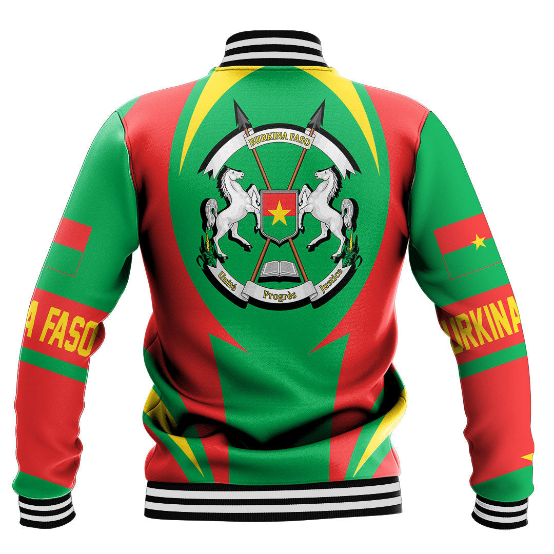 Africa Jacket - Burkina Faso Action Flag Baseball Jacket