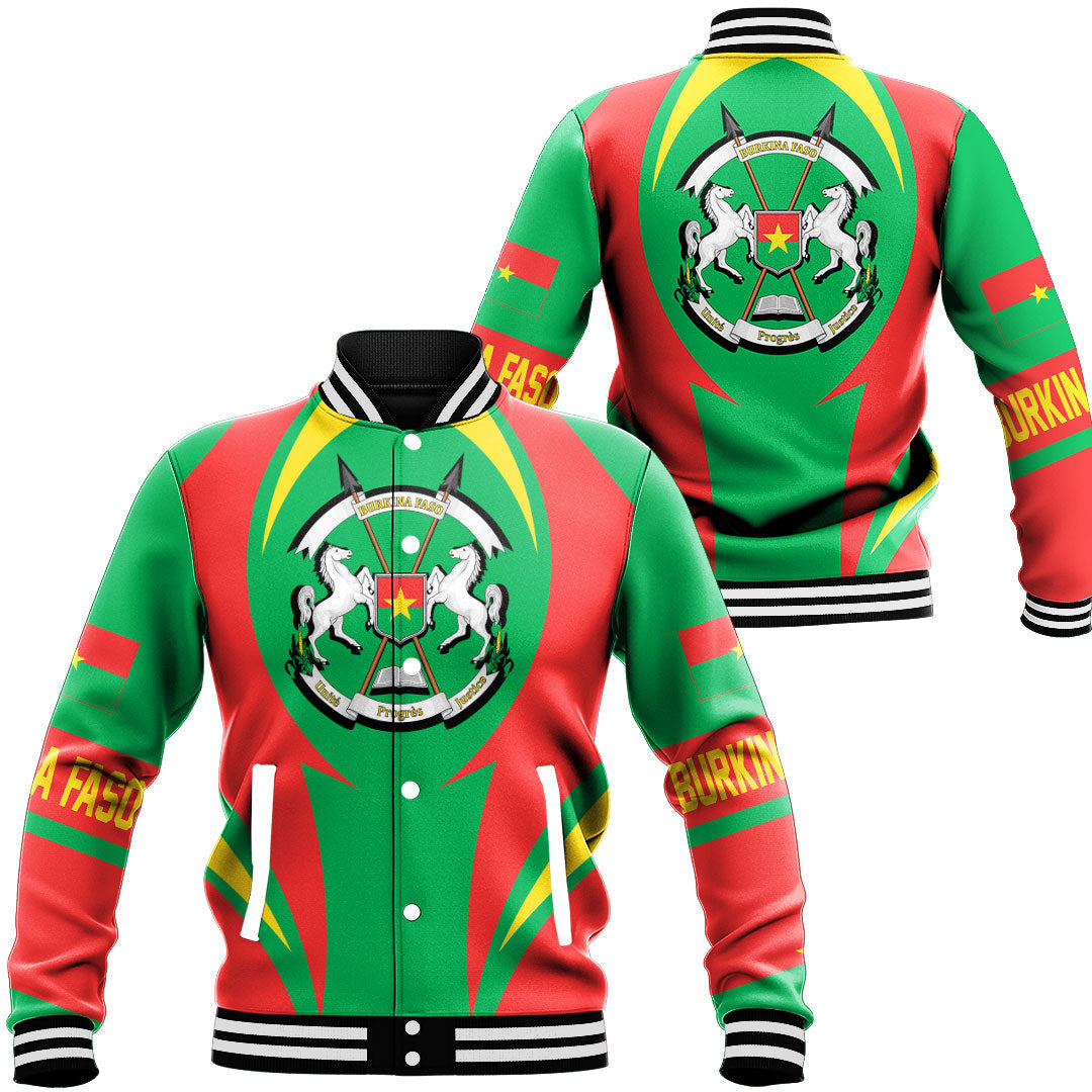 Africa Jacket - Burkina Faso Action Flag Baseball Jacket