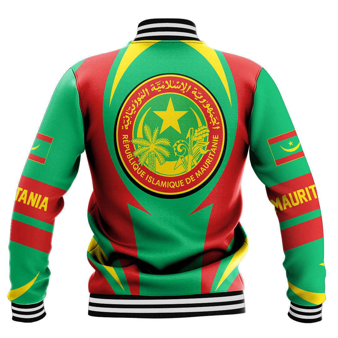 Africa Jacket - Mauritania Action Flag Baseball Jacket