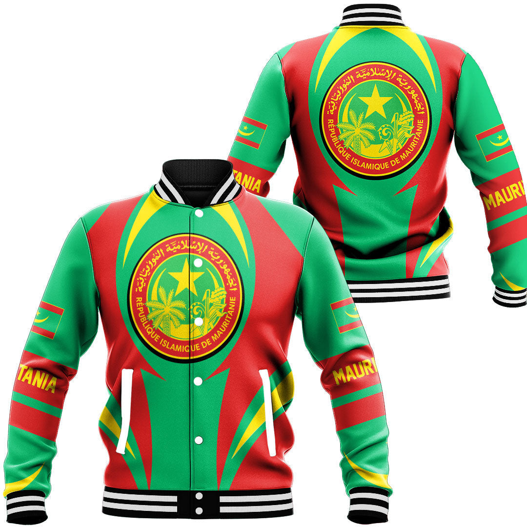 Africa Jacket - Mauritania Action Flag Baseball Jacket