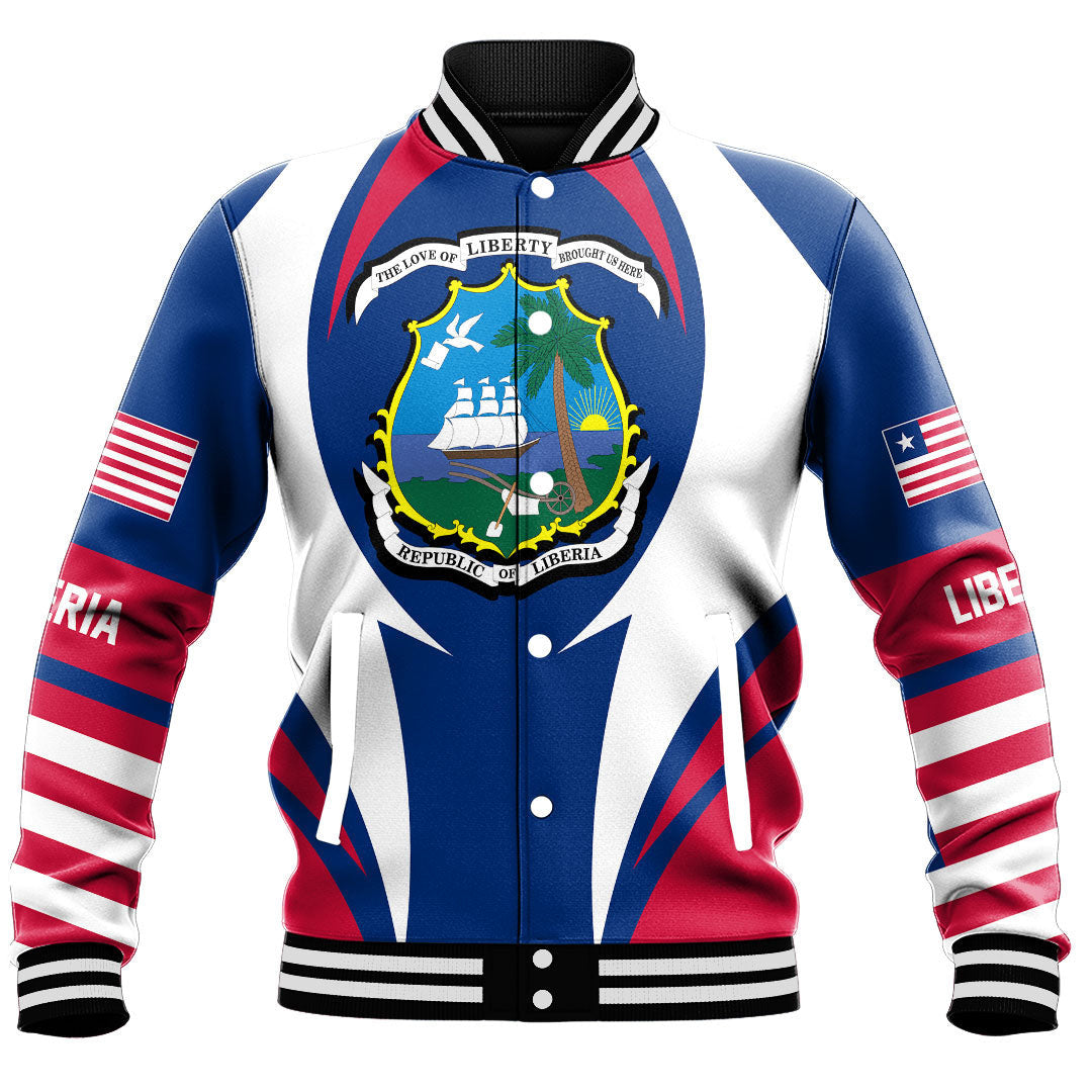 Africa Jacket - Liberia Action Flag Baseball Jacket