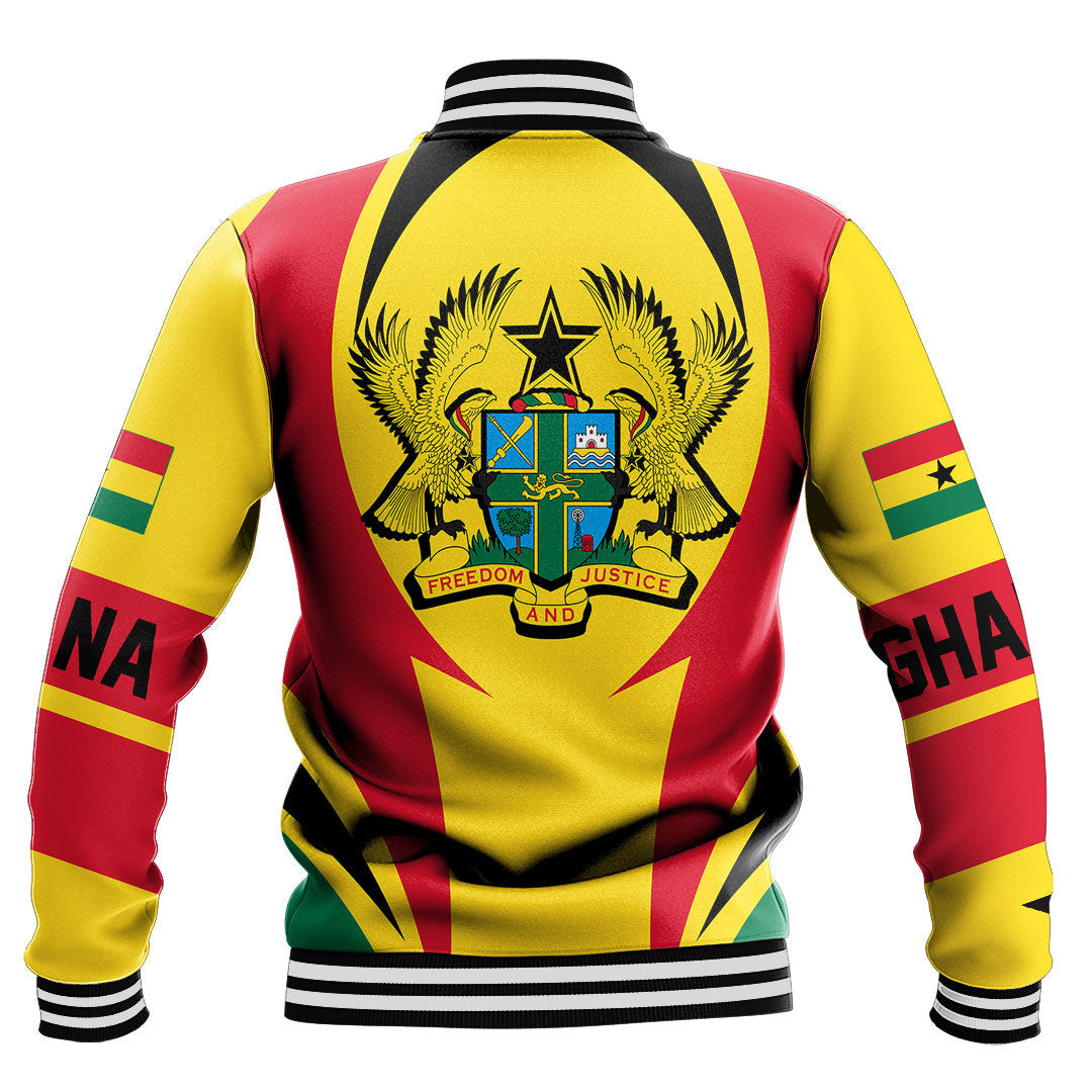 Africa Jacket - Ghana Action Flag Baseball Jacket