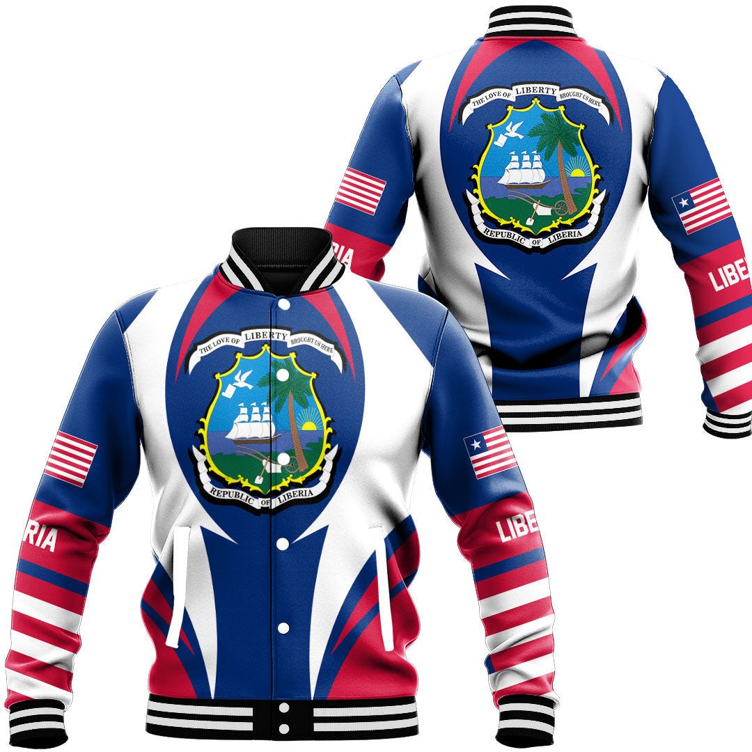 Africa Jacket - Liberia Action Flag Baseball Jacket