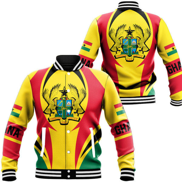 Africa Jacket - Ghana Action Flag Baseball Jacket