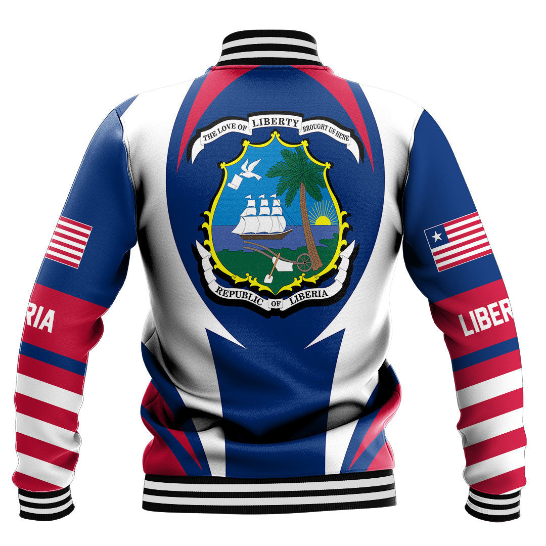 Africa Jacket - Liberia Action Flag Baseball Jacket