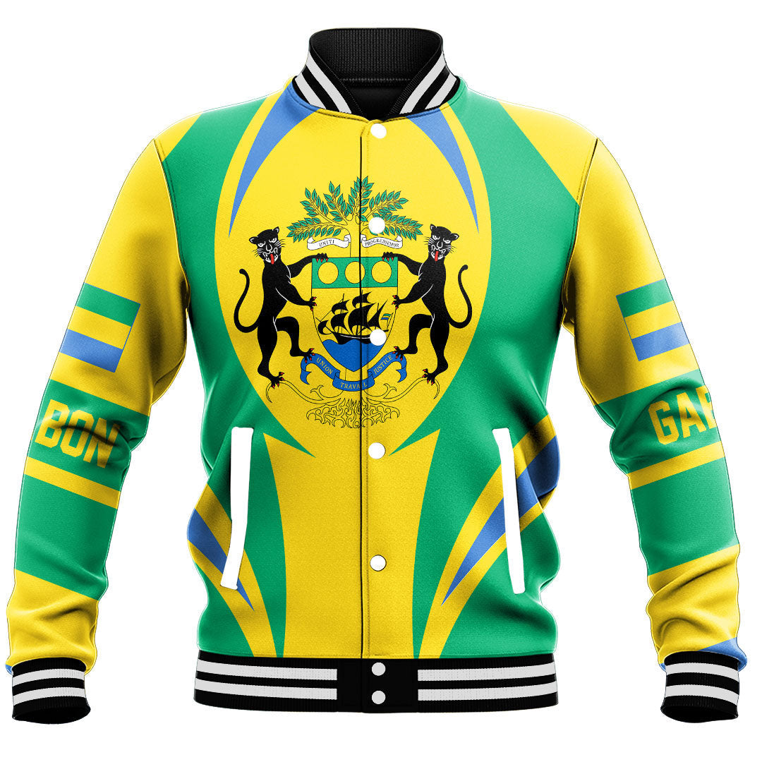 Africa Jacket - Gabon Action Flag Baseball Jacket