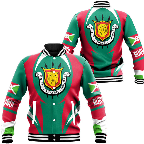 Africa Jacket - Burundi Action Flag Baseball Jacket