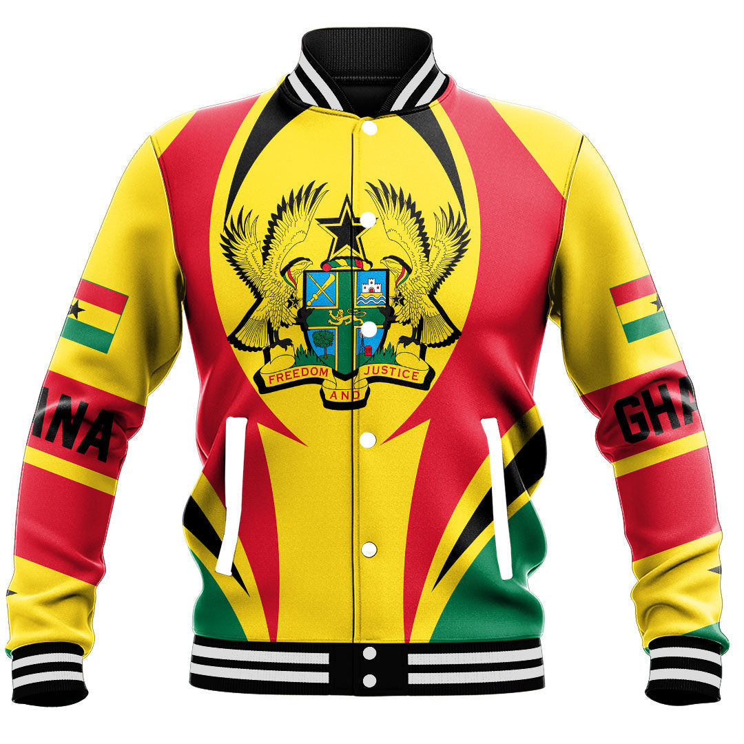 Africa Jacket - Ghana Action Flag Baseball Jacket