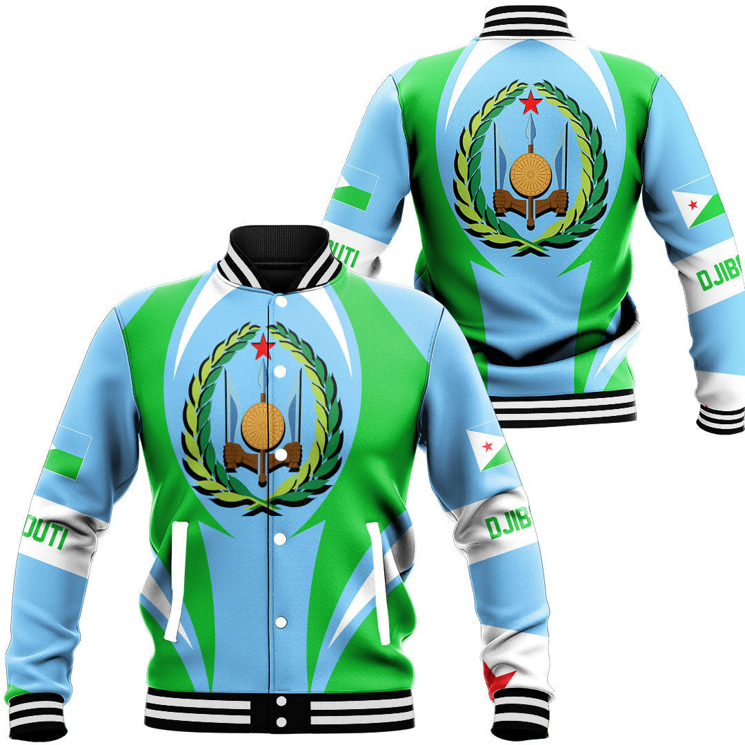 Africa Jacket - Djibouti Action Flag Baseball Jacket