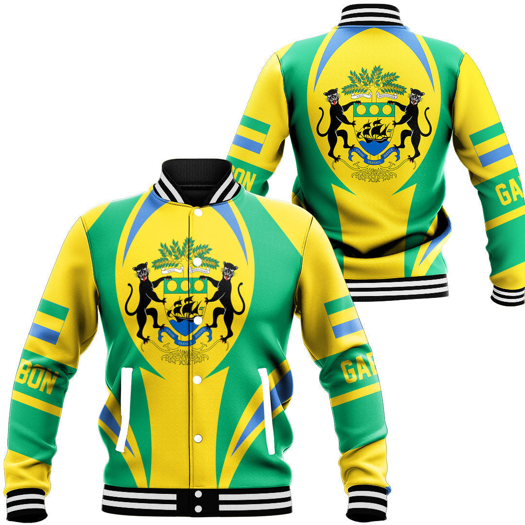 Africa Jacket - Gabon Action Flag Baseball Jacket