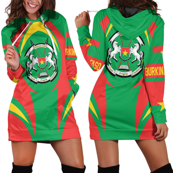 Burkina Faso Action Flag Hoodie Dress