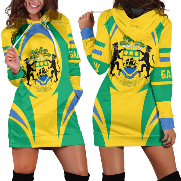 Gabon Action Flag Hoodie Dress