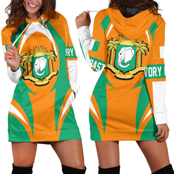 Ivory Coast Action Flag Hoodie Dress