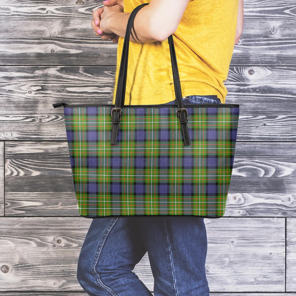 Fergusson Modern Tartan Plaid Leather Tote Bag