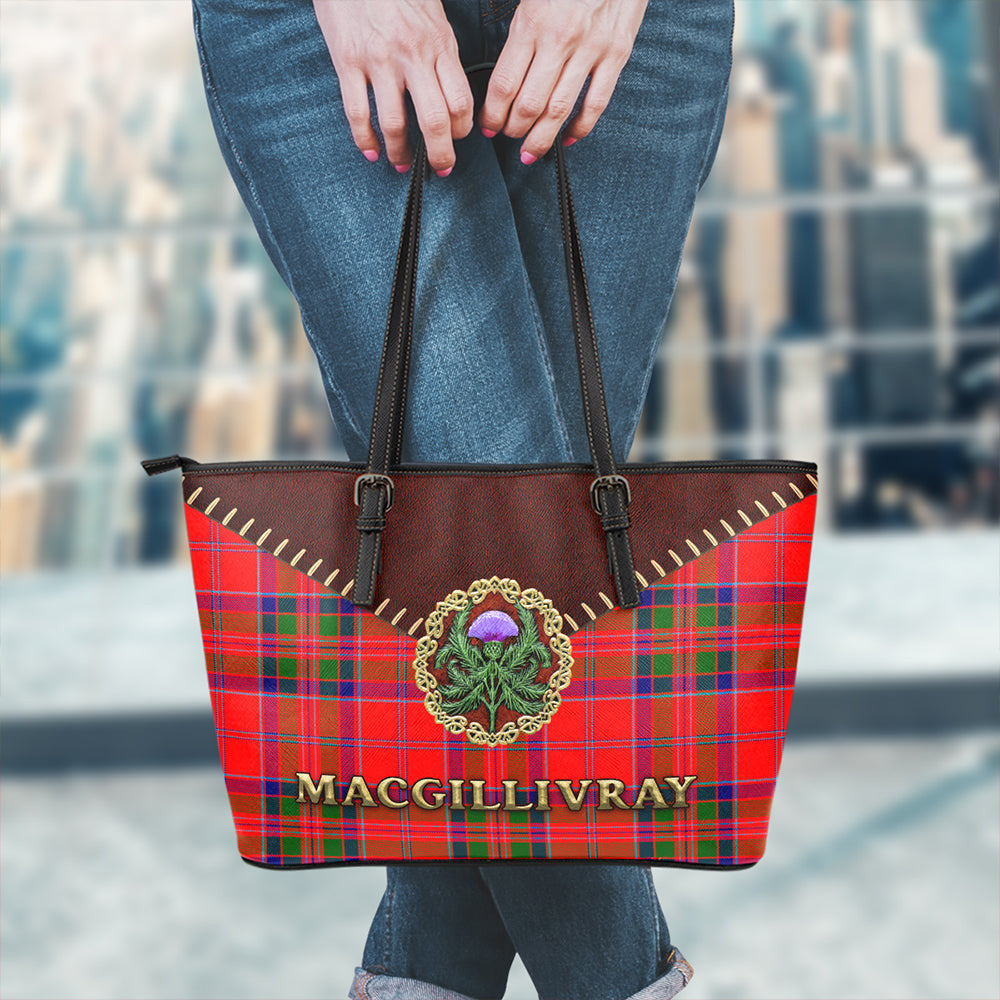 MacGillivray Modern Tartan Leather Tote Bag Thistle Noble Style