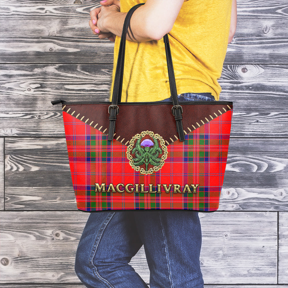 MacGillivray Modern Tartan Leather Tote Bag Thistle Noble Style