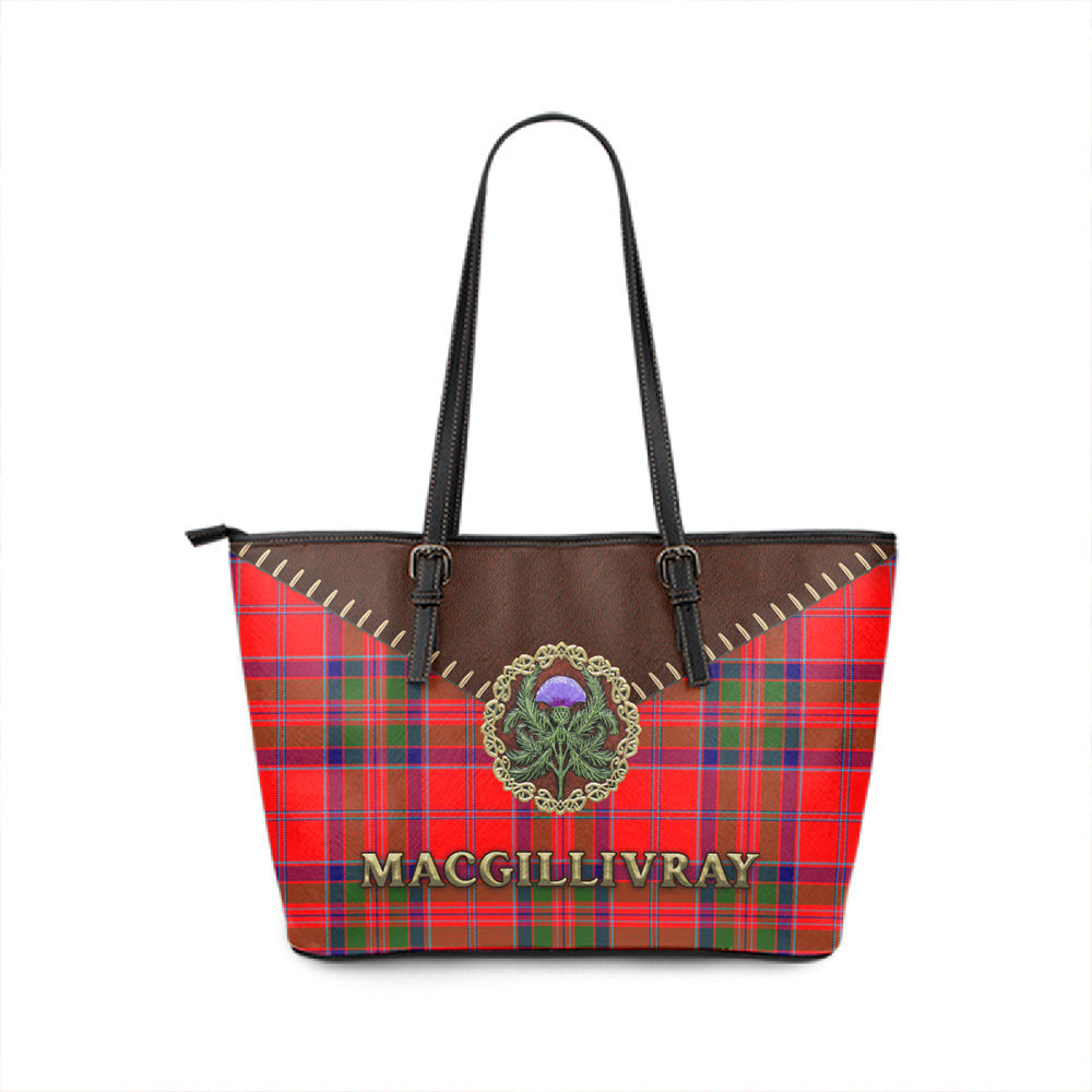 MacGillivray Modern Tartan Leather Tote Bag Thistle Noble Style