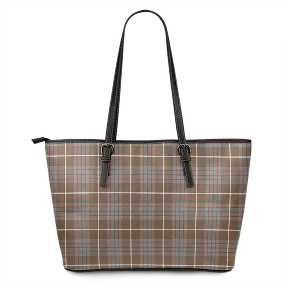 MacIntyre Hunting Weathered Tartan Plaid Leather Tote Bag