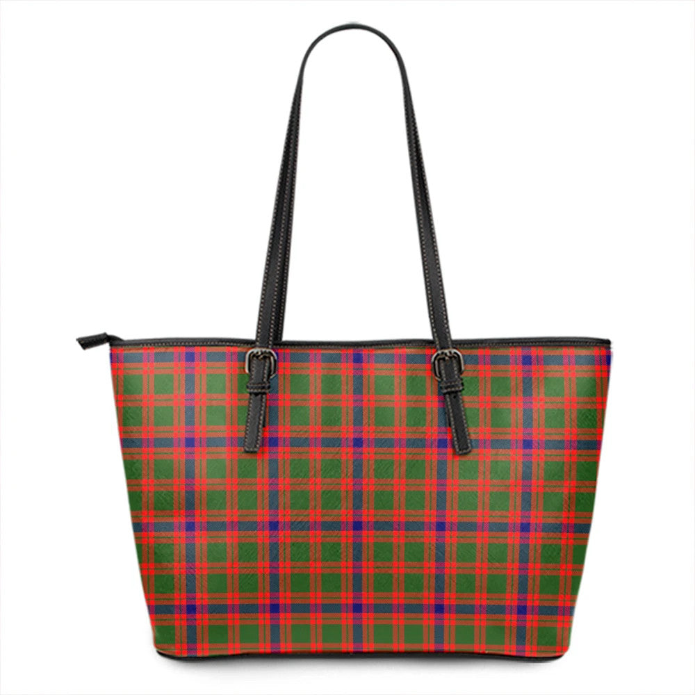 Skene Modern Tartan Plaid Leather Tote Bag